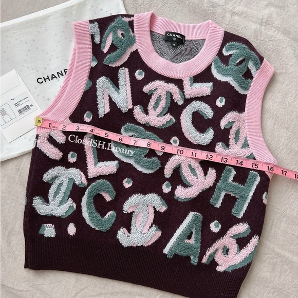 Auth Chanel 22N CC Logo Knit Top P73252 - Size 36 - Picture 9 of 14